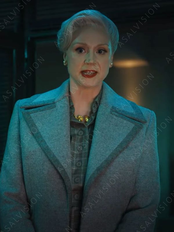 Larissa Weems Wednesday 2022 Grey Trench Wool Coat
