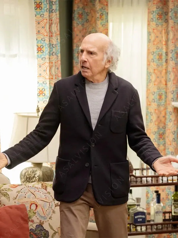 Larry David Curb Your Enthusiasm Season 12 Black Wool Blazer