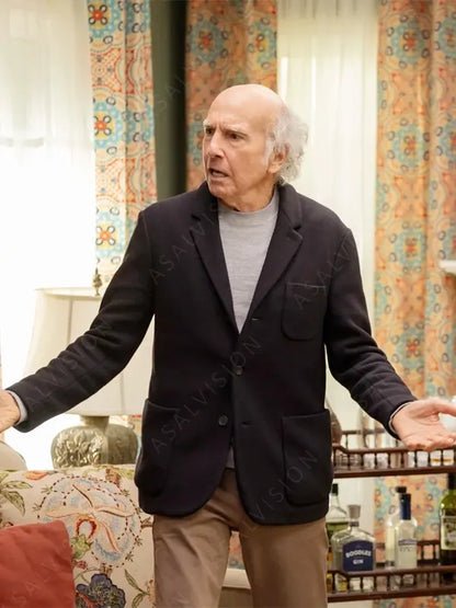 Larry David Curb Your Enthusiasm Season 12 Black Wool Blazer