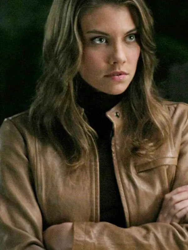 Lauren Cohan Brown Leather Jacket