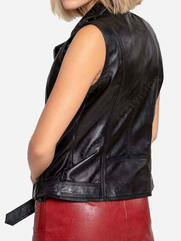 Leather Biker Vest For Womens