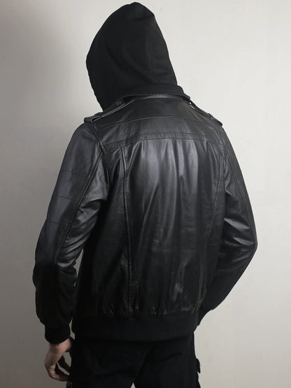 Hooded Leather Jacket