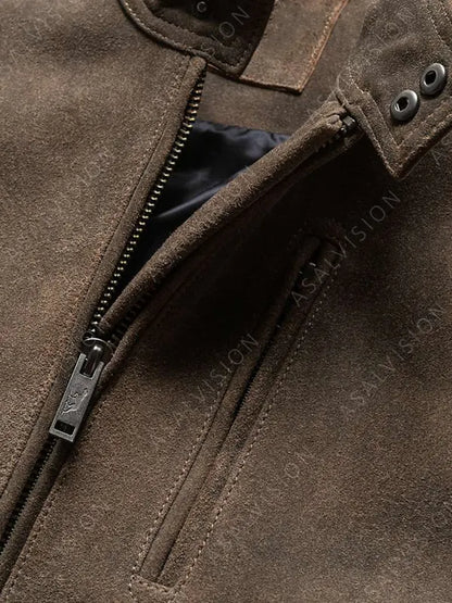 Leather Brown Biker Motorcycle Jacket For Mens