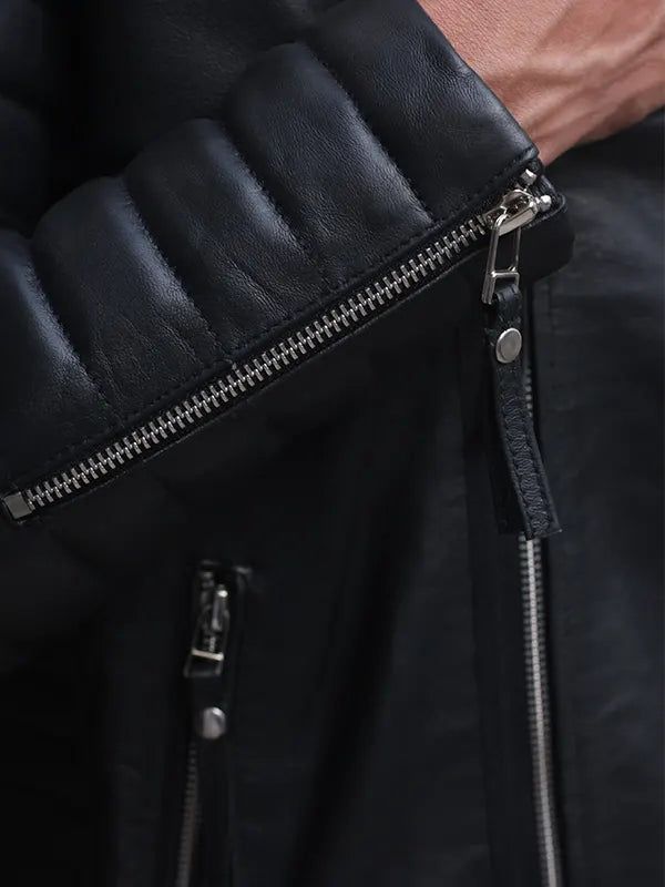 Leather Jacket With ZIpper Cuffs