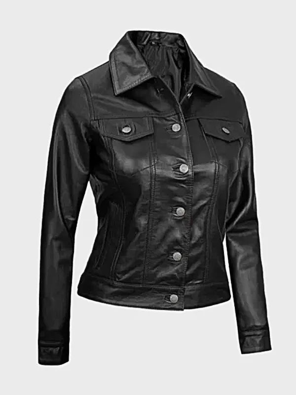 Leather Trucker Jacket For Women