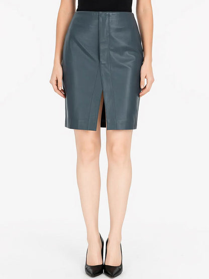 Leather Skirt Blue