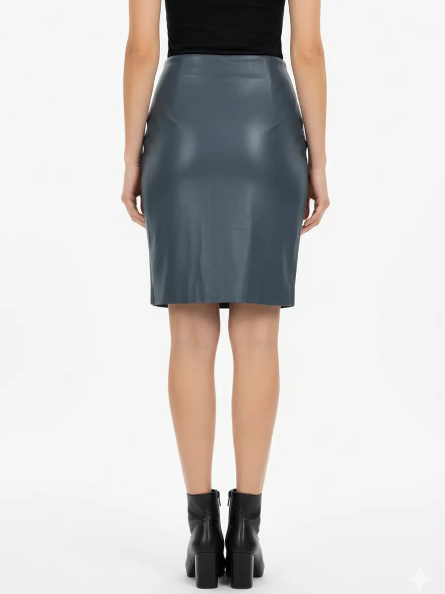 Leather Skirt Blue