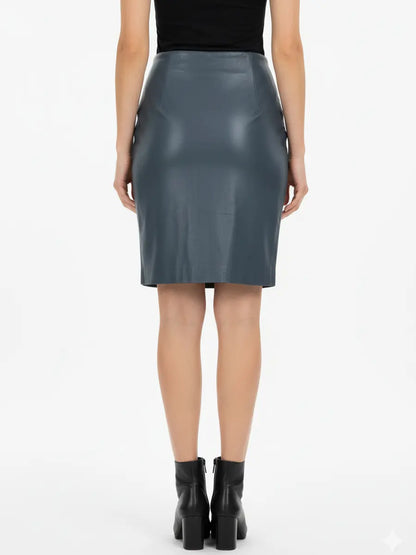 Leather Skirt Blue