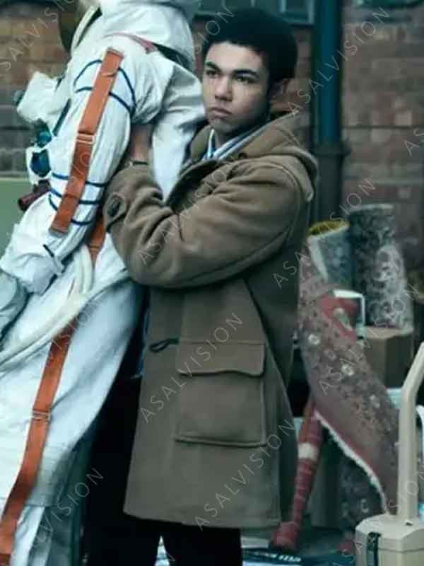 Levi Brown TV Series This Town 2024 Dante Williams Hooded Wool Duffle Coat