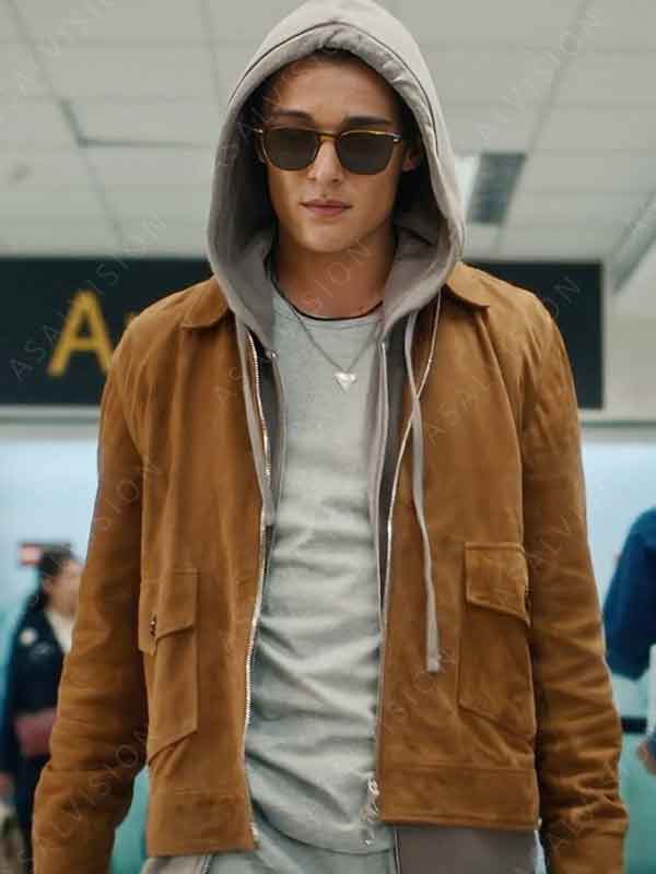 Liam Woodrum TV Series Geek Girl 2024 Nick Park Brown Suede Leather Jacket