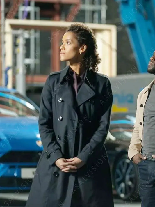 Lift 2024 Gugu Mbatha-Raw Black Double Breasted Coat