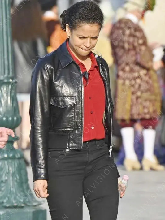 Lift 2024 Gugu Mbatha-Raw Black Leather Jacket