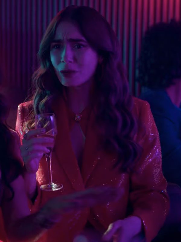 Lily Collin Red Blazer