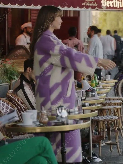 Lily Collins Emily Cooper Emily In Paris Purple Coat Season 3