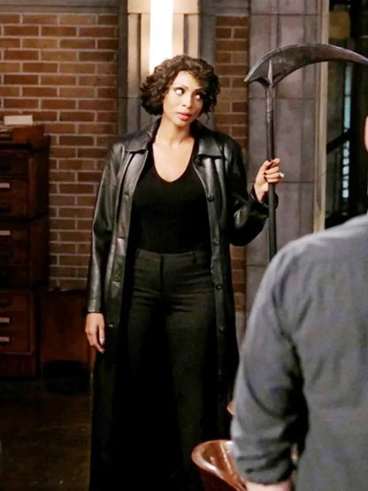 Lisa Berry Black Leather Trench Coat