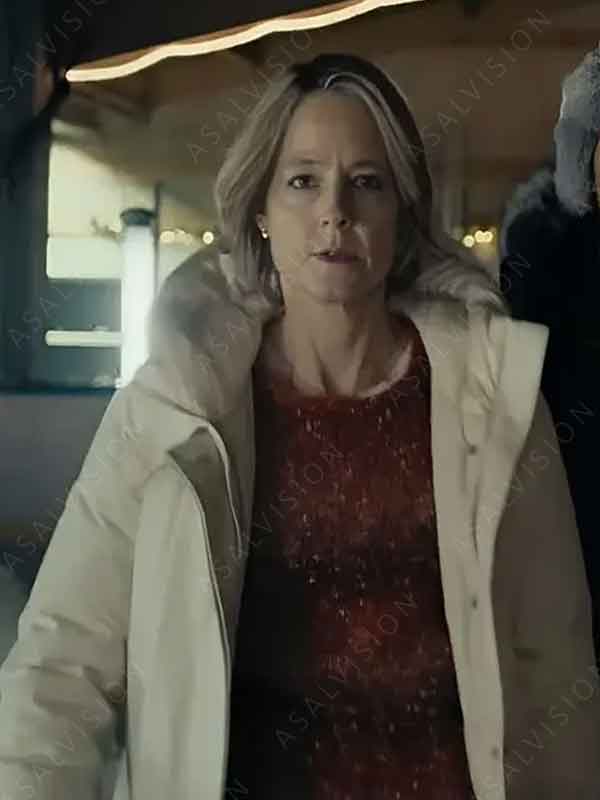 Liz Danvers TV Series True Detective Season 4 Jodie Foster White Puffer Hooded Coat