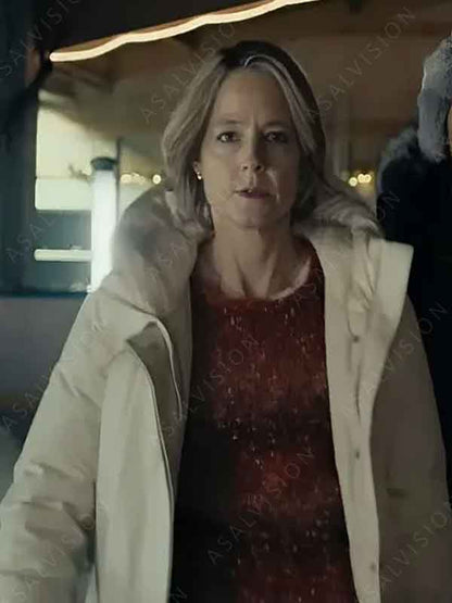Liz Danvers TV Series True Detective Season 4 Jodie Foster White Puffer Hooded Coat