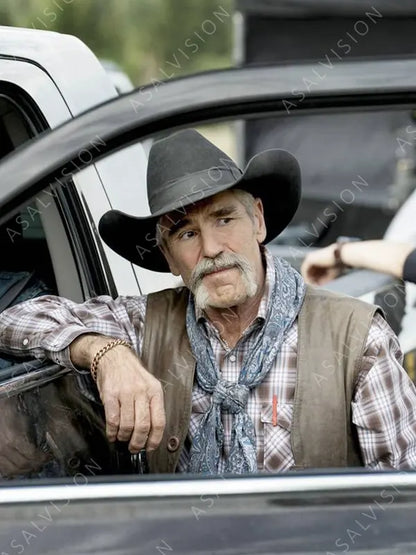 Lloyd Pierce Yellowstone Forrie J. Smith Brown Leather Vest