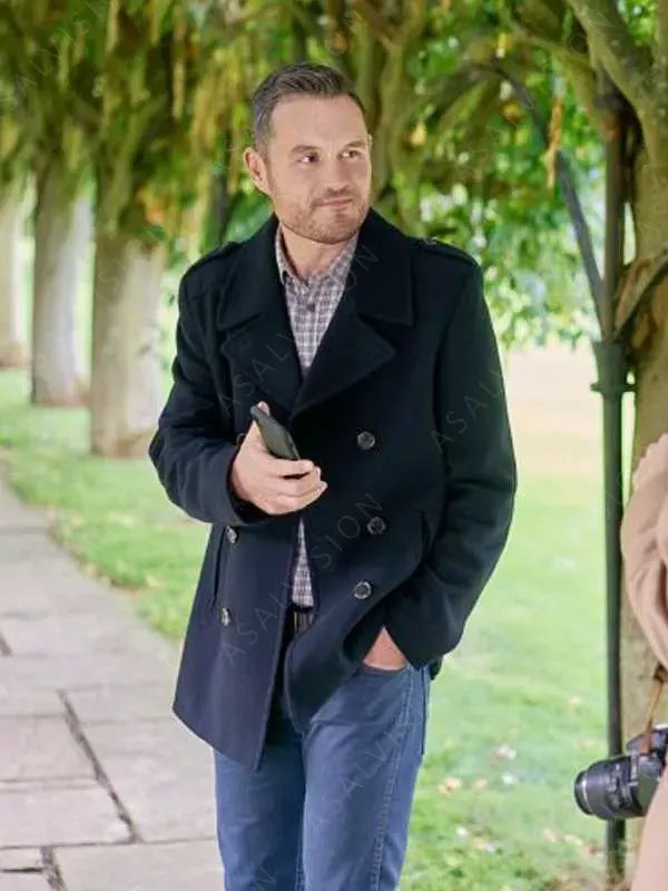 Logan Campbell Movie A Scottish Love Scheme 2024 Jordan Young Black Peacoat
