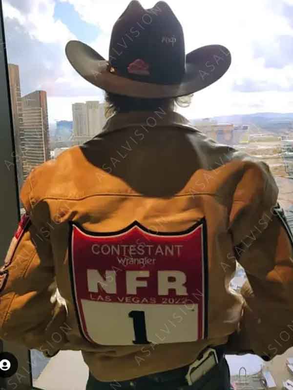 Logan Hay NFR Las Vegas Lukasey Morris Tan Brown Waxed Leather Jacket