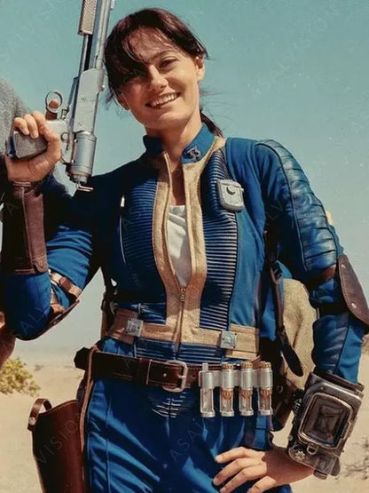 Lucy Fallout Season 1 Blue Costume Leather Jacket