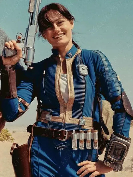 Lucy Fallout Season 1 Blue Costume Leather Jacket