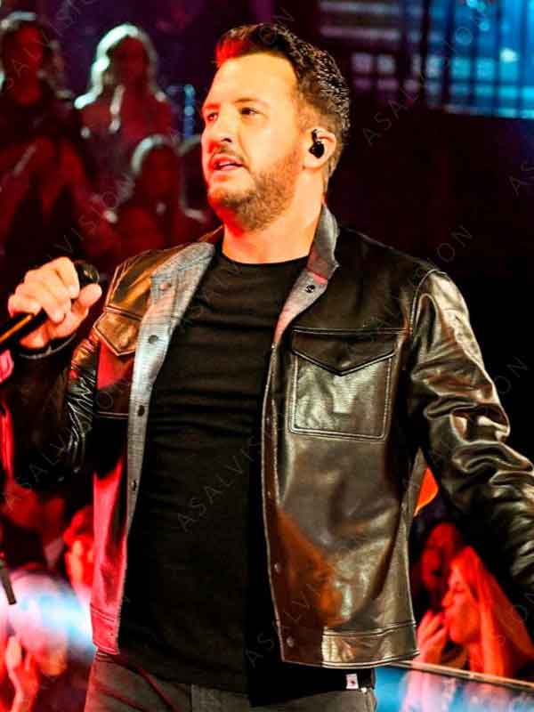 Luke Bryan Black Buttoned Leather Jacket
