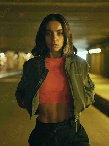 Lyna Furies 2024 Lina El Arabi Grey Cropped Bomber Cotton Jacket