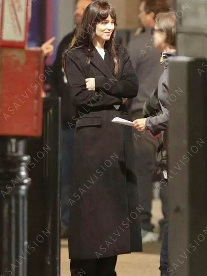 Dakota Johnson Movie Madame Web 2024 Black Trench Long Coat