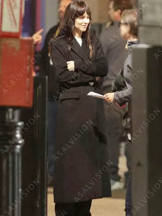 Dakota Johnson Movie Madame Web 2024 Black Trench Long Coat