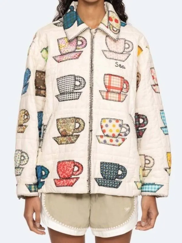 Maddie Townsend Sweet Magnolias S04 JoAnna Garcia Swisher Tea Cups Print Quilted Jacket
