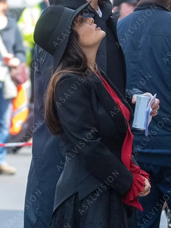 Magic Mike’s Last Dance Salma Hayek Black Coat