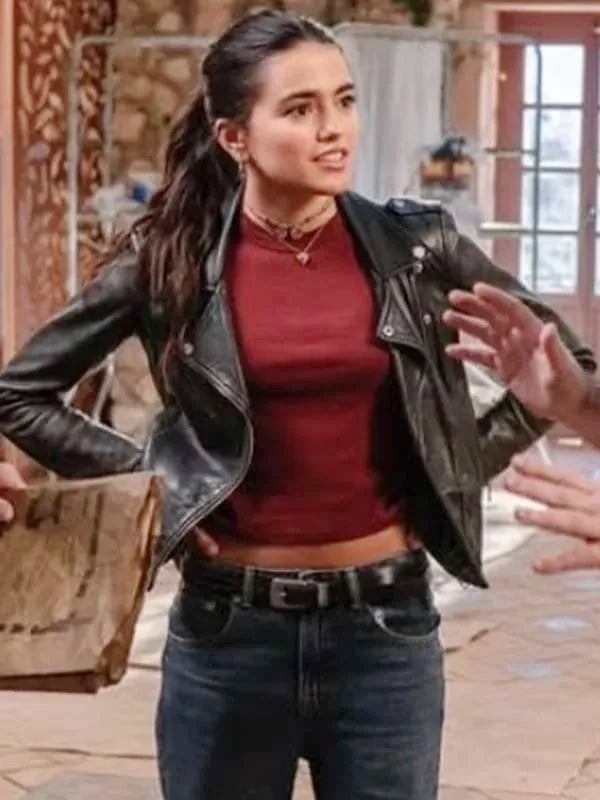 Maia Reficco La Dolce Villa S12 Olivia Real Leather Black Biker Jacket