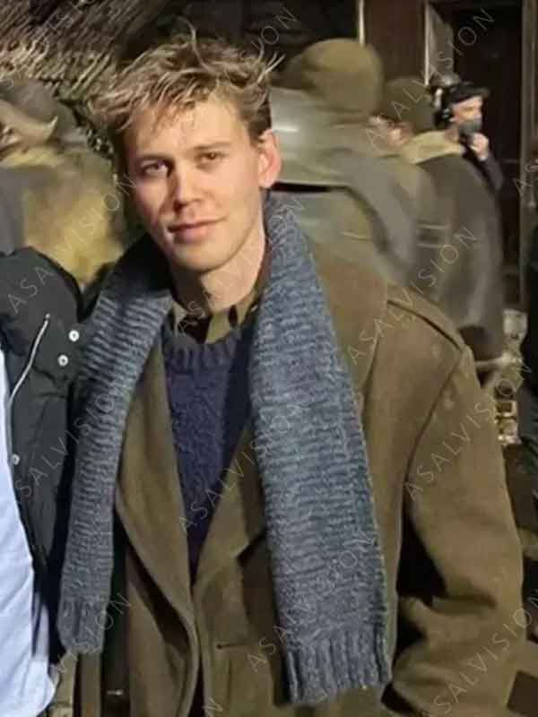 Major Gale Cleven TV Series Masters of the Air 2024 Austin Butler Olive Green Wool Trench Coat