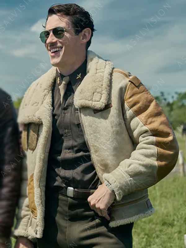 Major John Bucky Egan TV Series Masters of the Air Callum Turner Shearling Military Jacket