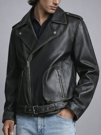 Malvorn Vintage Biker Black Jacket