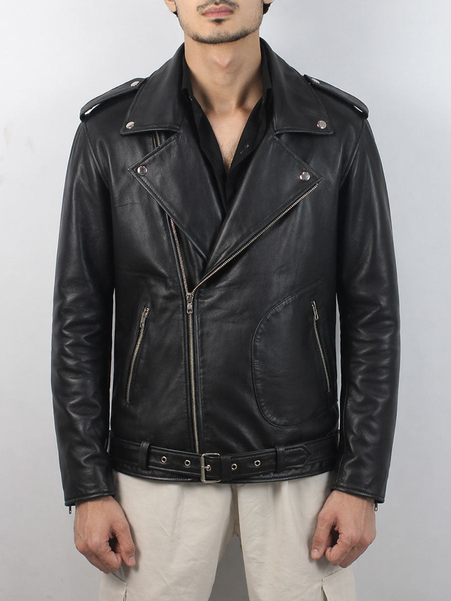 Malvorn black biker leather jacket