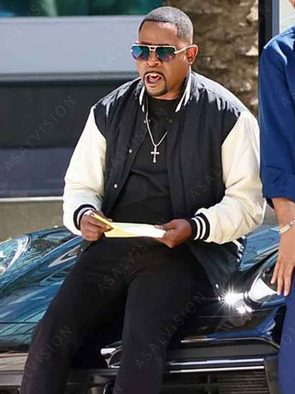 Marcus Burnett Movie Bad Boys Ride or Die Martin Lawrence Black & White Bomber Jacket