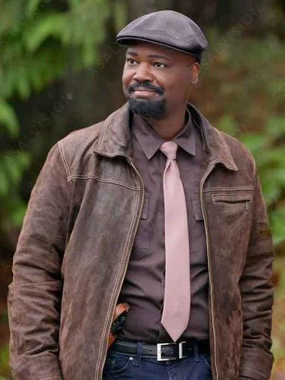 Marcus Forrest Movie Legend Of The Lost Locket 2024 Viv Leacock Brown Leather Jacket