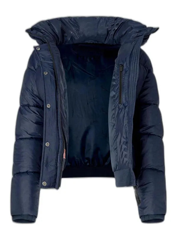 Margot Cat Person 2023 Emilia Jones Blue Hooded Puffer Jacket