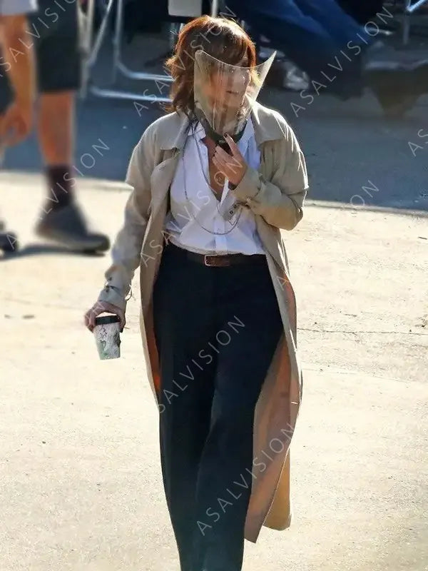 Maria Beetle Bullet Train Sandra Bullock Long Beige Trench Coat