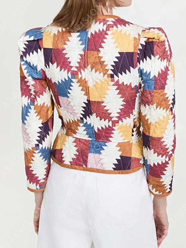 Marilyn Thornhill Wednesday Christina Ricci Quilted Multicolor Printed Jacket