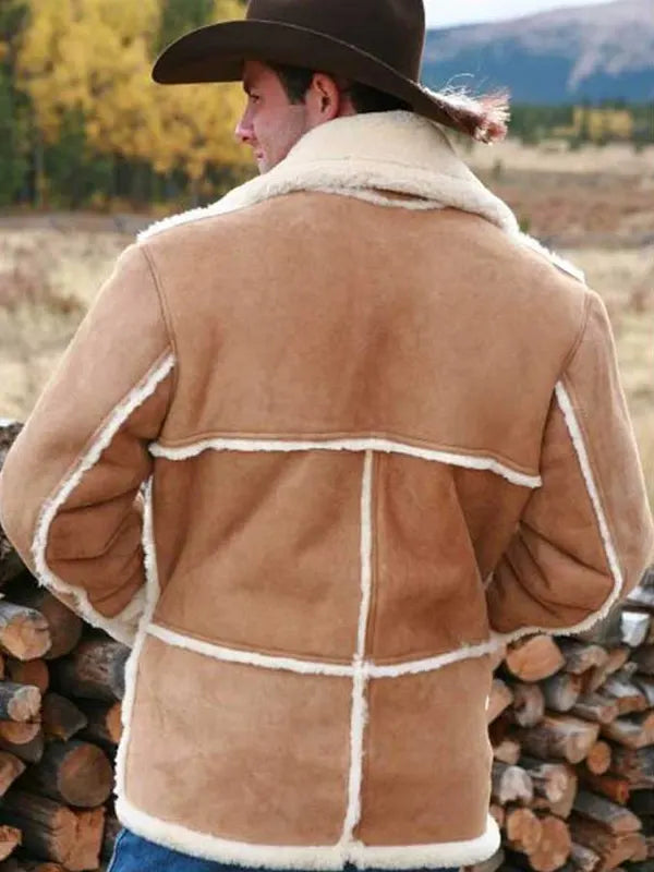 Marlboro Man Shearling Suede Leather Brown Jacket