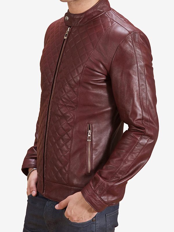 Maroon Biker Jacket For Men's