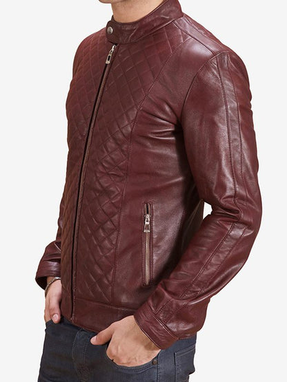 Maroon Biker Jacket For Men's