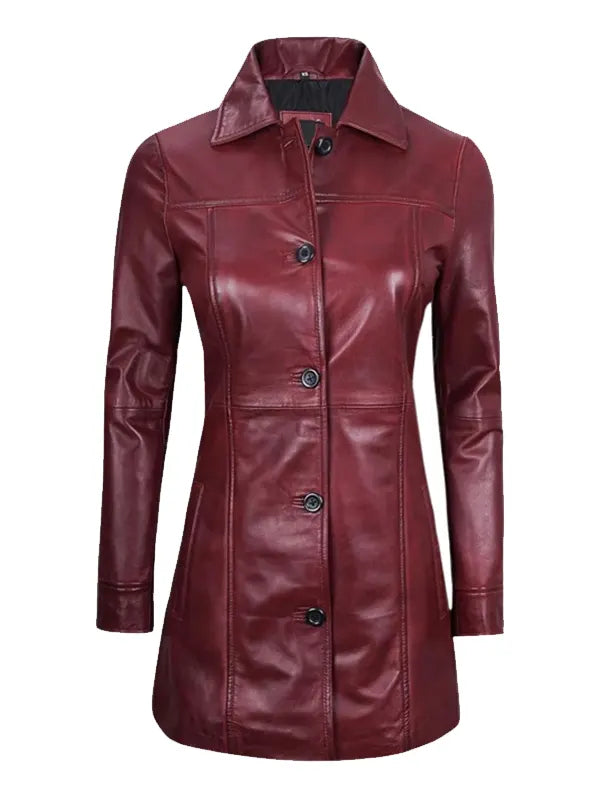 Maroon Premium Leather Coat