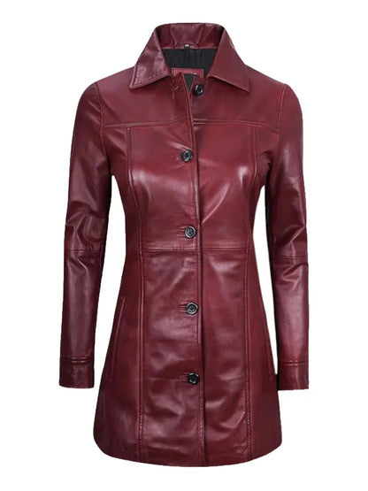 Maroon Premium Leather Coat