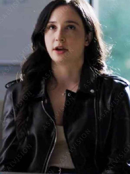 Marybeth Morris Movie Killing For Extra Credit 2024 Matreya Scarrwener Black Leather Jacket