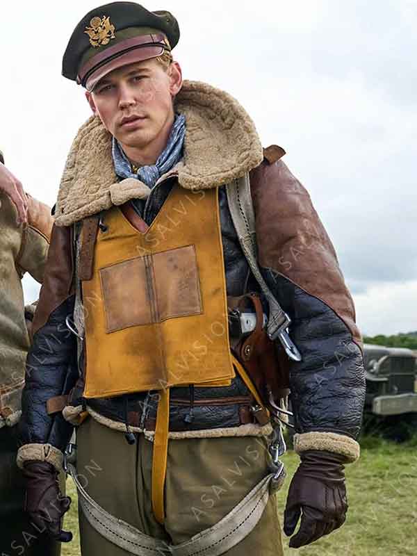 Masters Of The Air 2024 Maj. Gale ‘Buck’ Cleven Shearling Leather Military Jacket