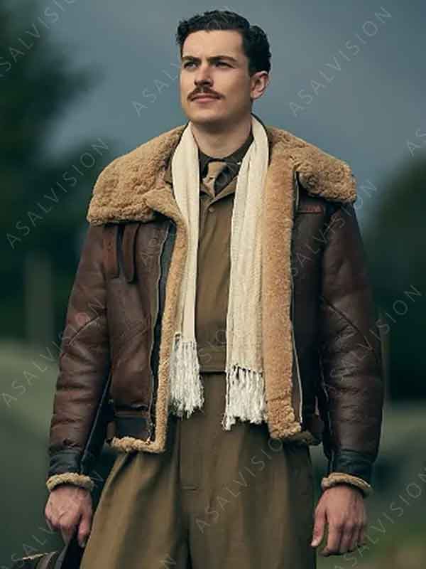 Masters Of The Air Nate Mann Shearling Leather Jacket